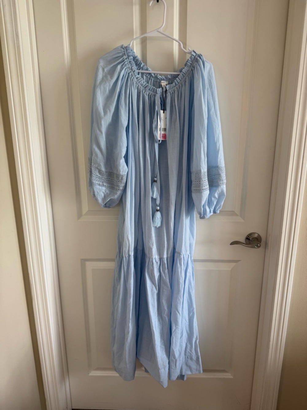 Light Blue Long Sleeve Maxi Dress